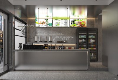 现代奶茶店3D模型下载